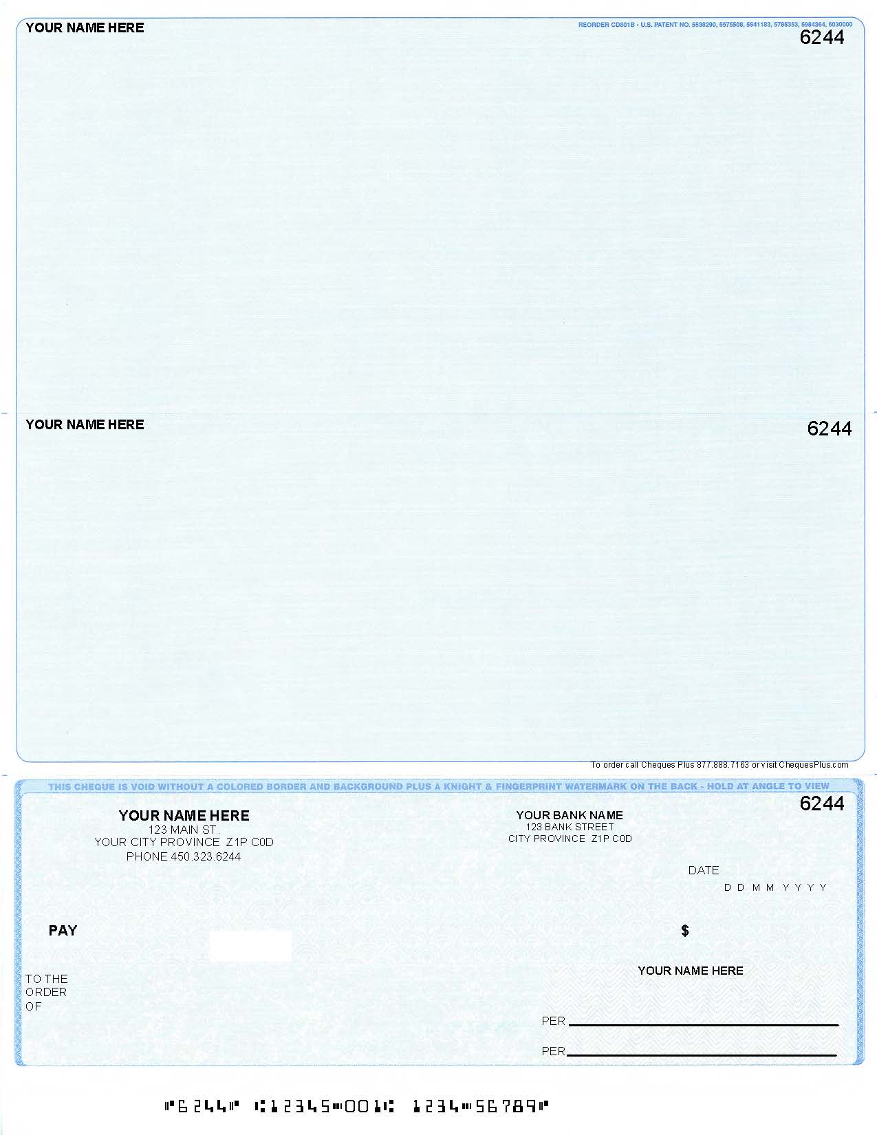 Computer Cheque On Bottom