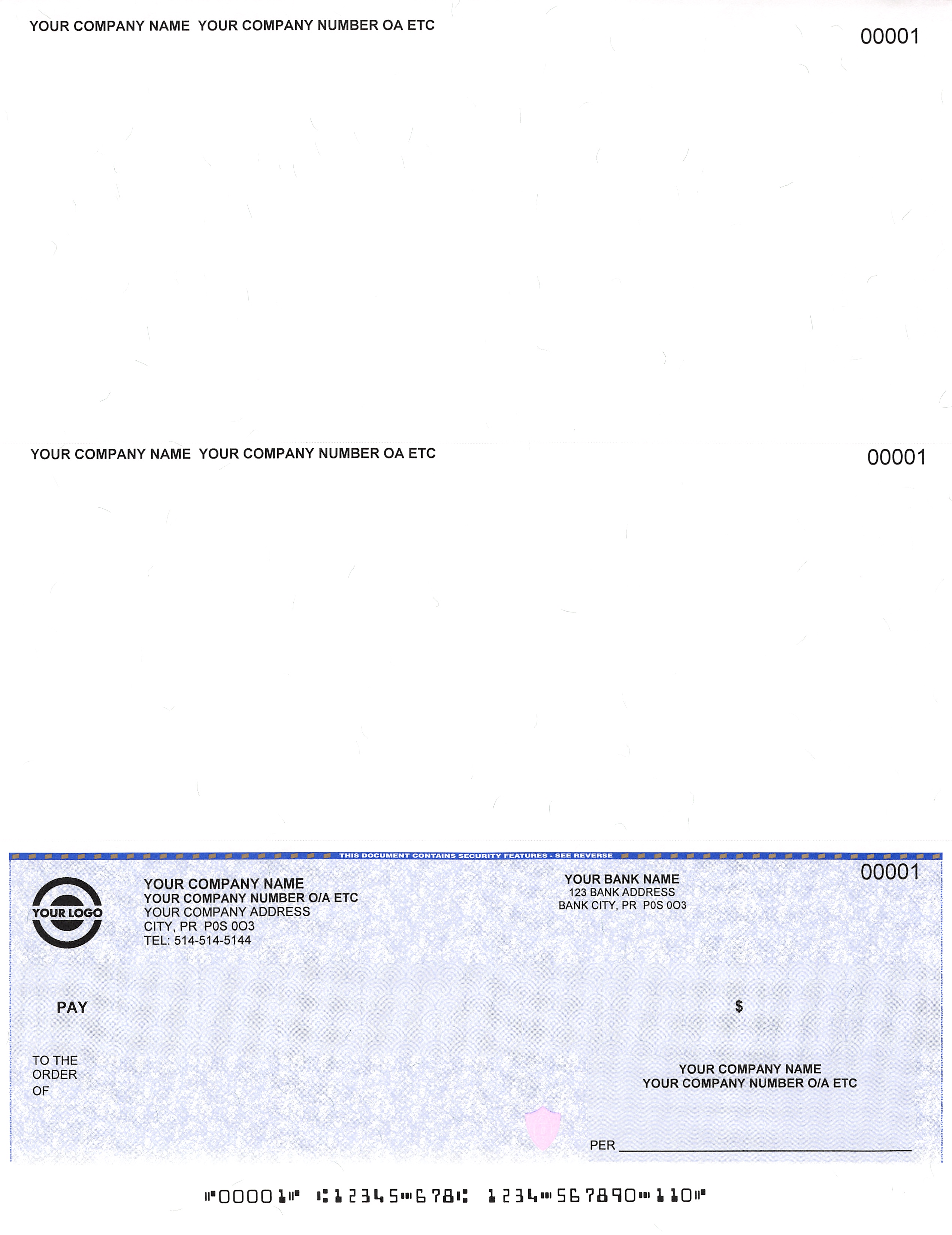 Laser Cheques / Computer Cheques on Bottom